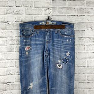 Lucky Legend Riley Boyfriend Jeans 8 29 US Flag Distressed Patchwork Star